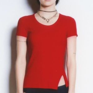 Helmet Lang ribbed T-Shirt with slit detail